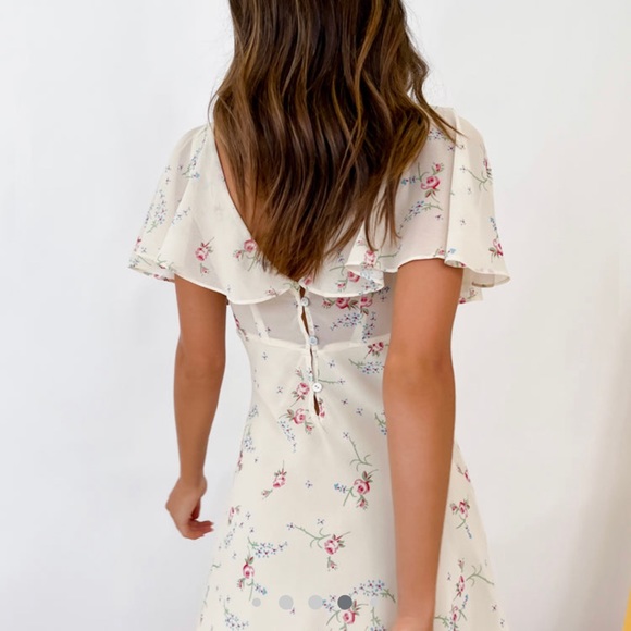 VRG GIRL - Along The Seine Floral Mini dress in Butter - Picture 7 of 8
